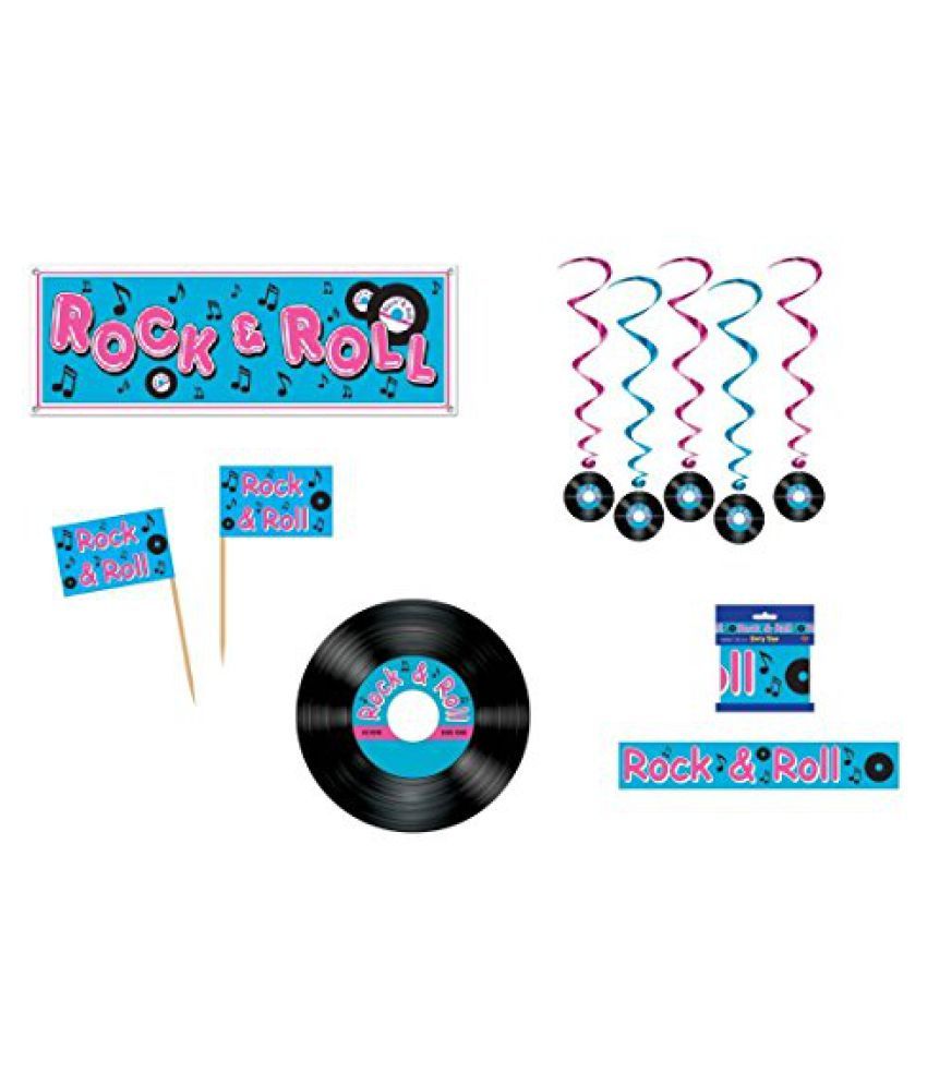 50s Rock Roll Party Decoration Set Records Banner Dangling