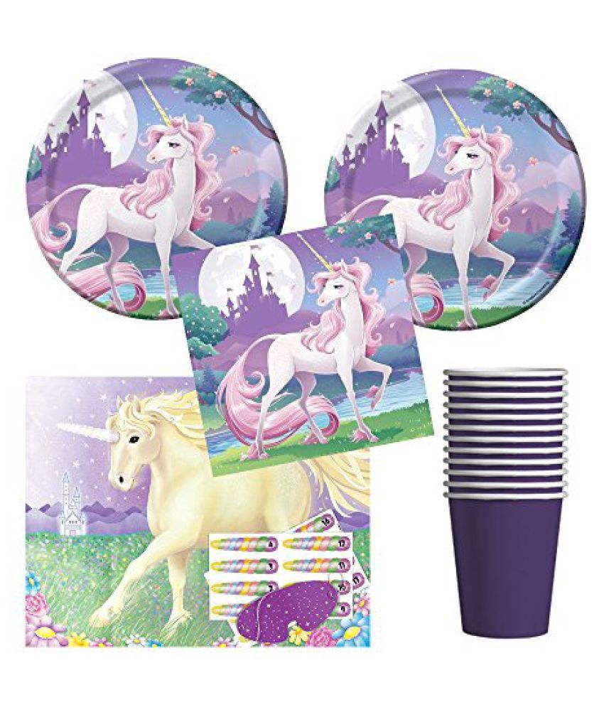 Unicorn Fantasy Party Supplies For 12 16 Guests Plates Napkins
