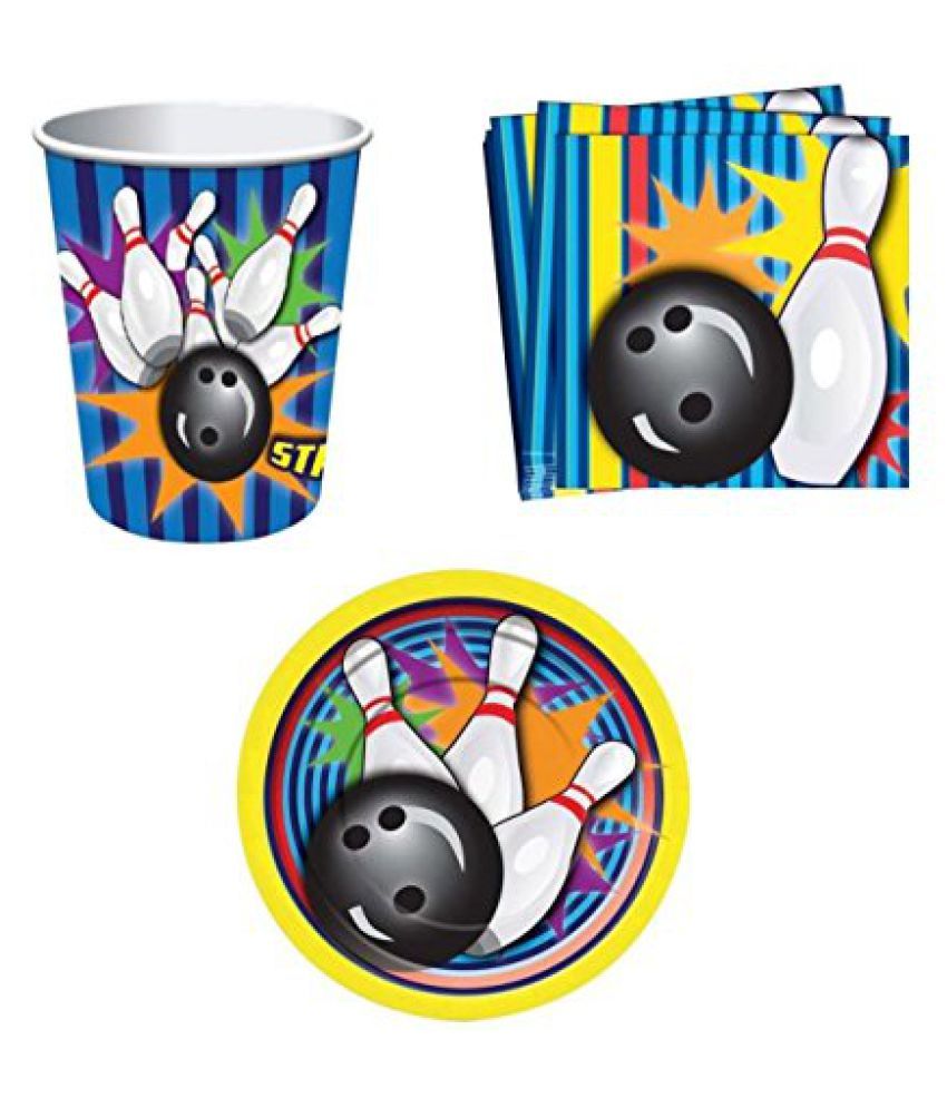 Bowling Time Birthday Party Supplies Set Plates Napkins Cups Kit for 16