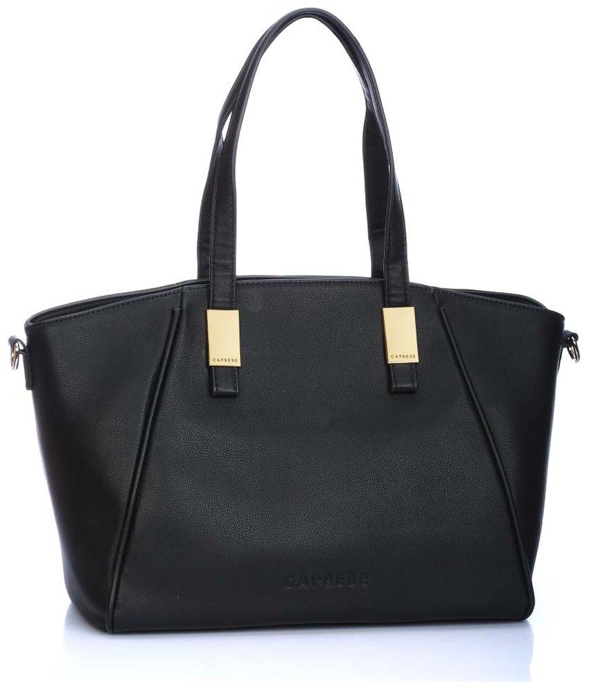 Caprese Black Faux Leather Tote Bag - Buy Caprese Black Faux Leather ...