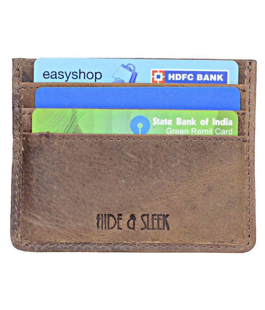     			Hide&Sleek RFID Protected Hunter Brown Leather Atm Card Holder