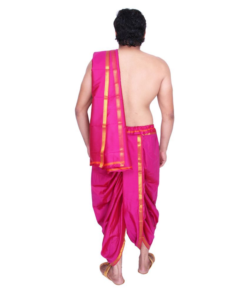 pink shirt and dhoti