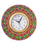 eCraftIndia White Dial Stone-Studded 30.48 cm Handcrafted Analogue Wall Clock