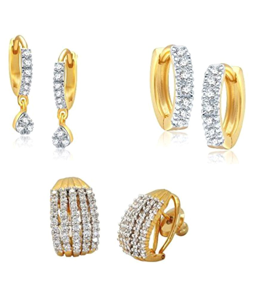     			YouBella Golden Alloy Studs Pair of 3