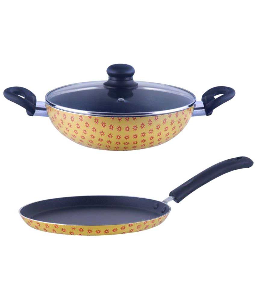 yellow non stick cookware set