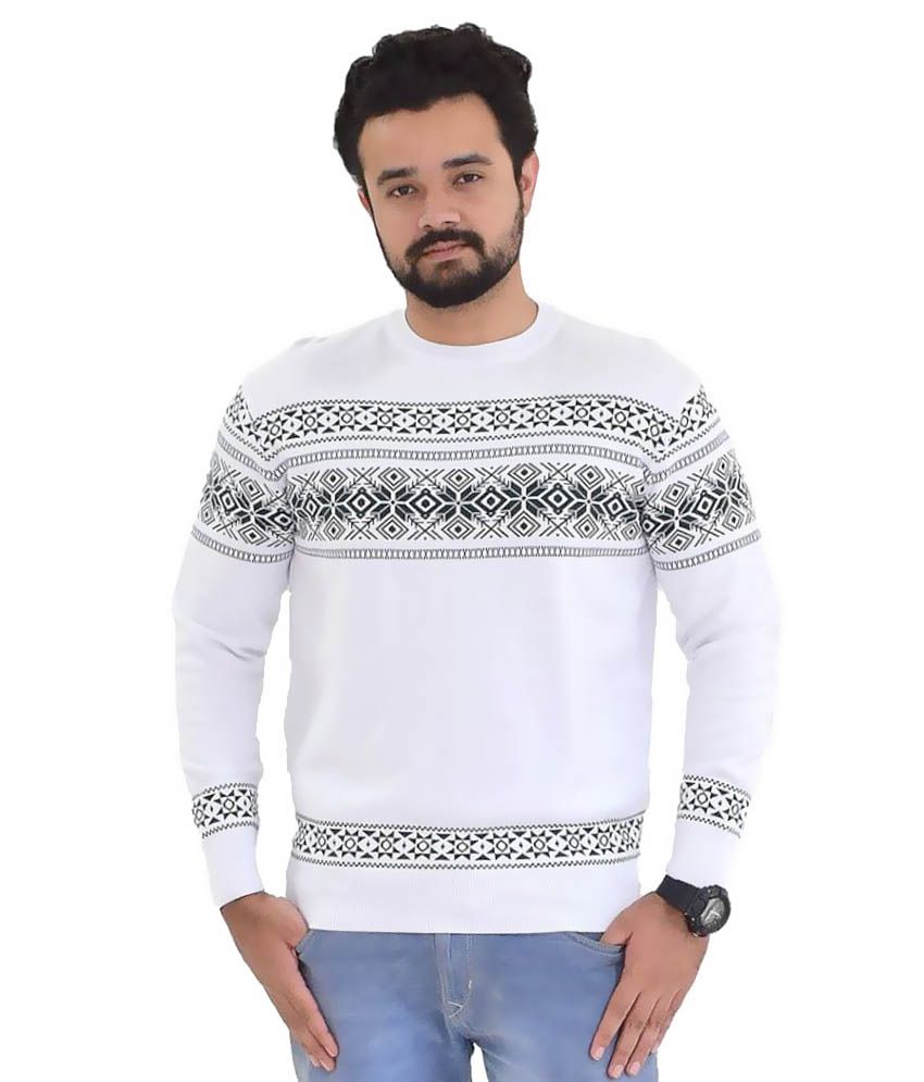 Oldberri White Round Neck Sweater - Buy Oldberri White Round Neck ...