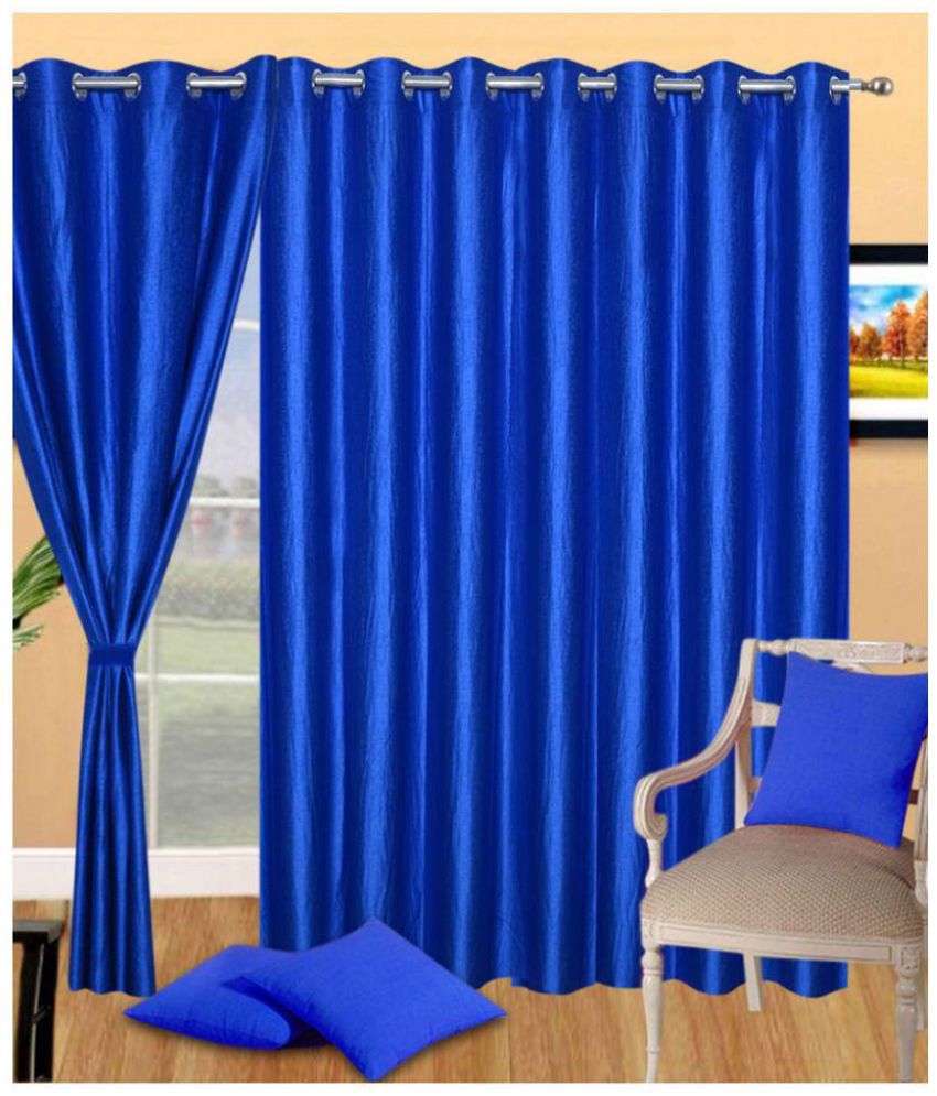     			Tanishka Fabs Semi-Transparent Curtain 7 ft ( Pack of 2 ) - Blue