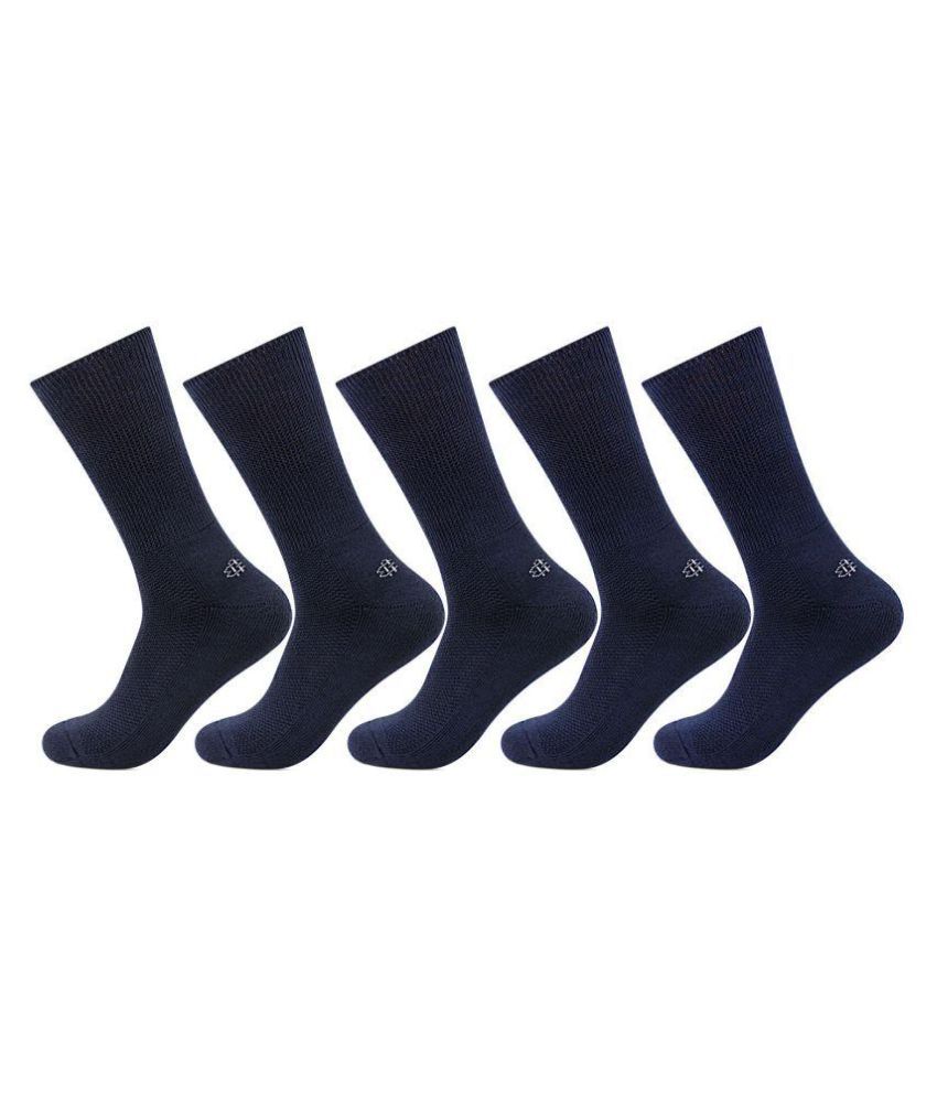 Bonjour Mens Crew Length Navy Blue Pack of 5 Pairs Diabetic Socks by ...