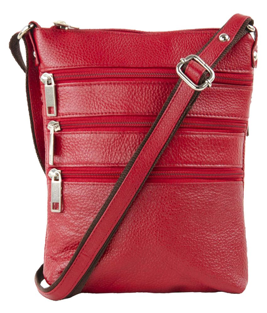 Lewis Red Leather Sling Bag: Buy Online at Best Price in India - Snapdeal