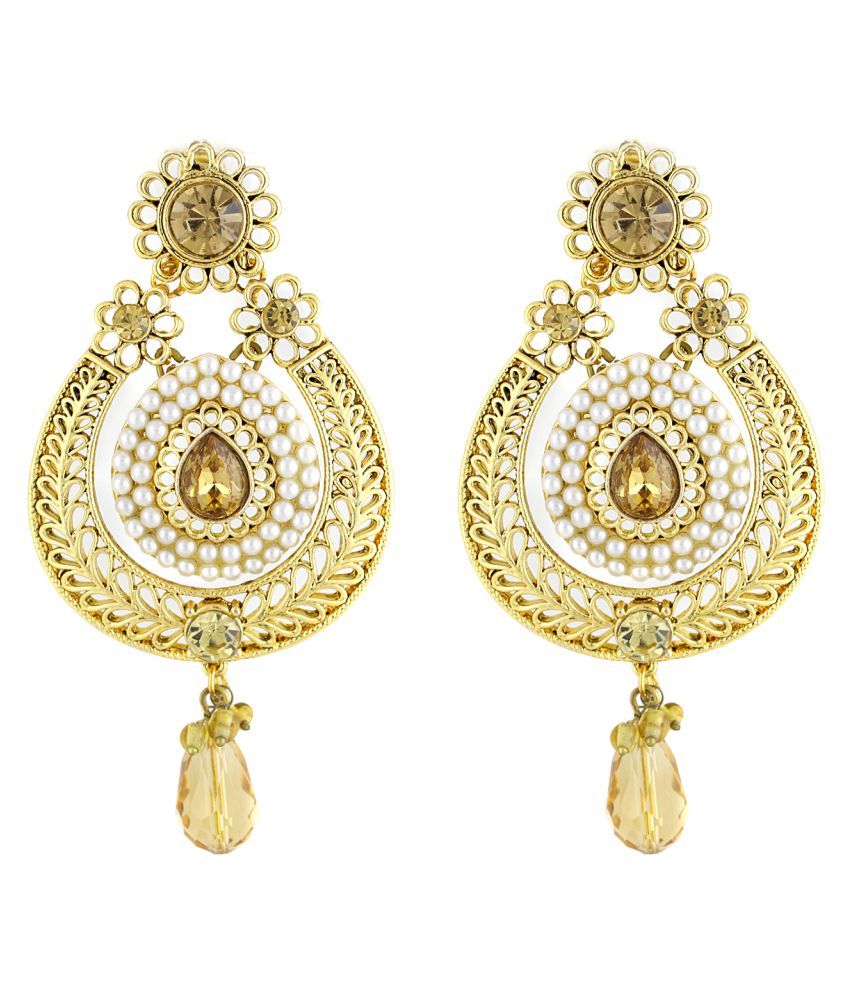 Sewad Artificial Gold Colored Hanging Earrings For Women Sewad Artificial Gold Colored Hanging Earrings For Women