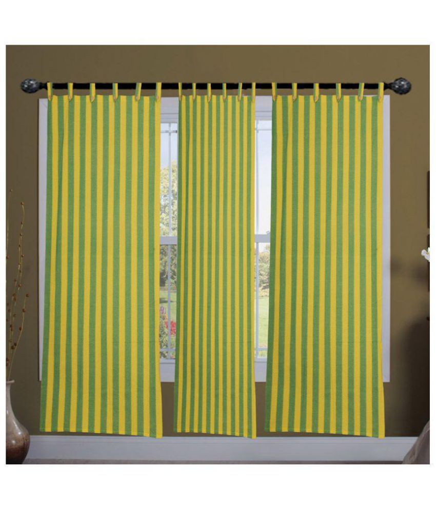     			SBN New Life Style Set of 3 Door Transparent Loop Cotton Curtains Green