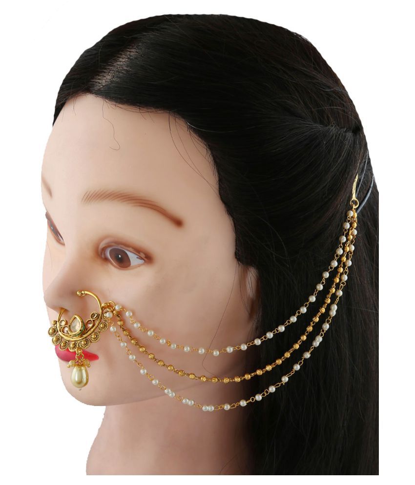 Anuradha Art Gold Plated Designer Dulhan Nose Ring For Women & Girls Buy Anuradha Art Gold