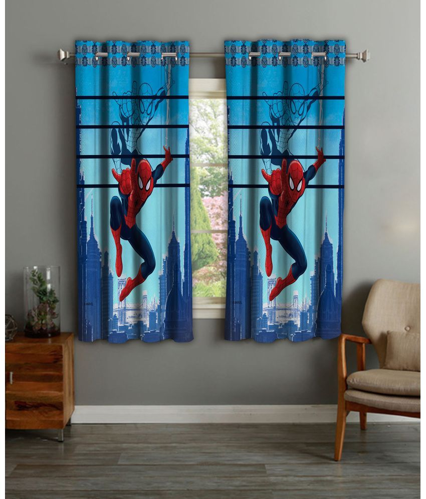 Marvel Set Of 2 Door Eyelet Curtains Printed Blue Buy Marvel Set
