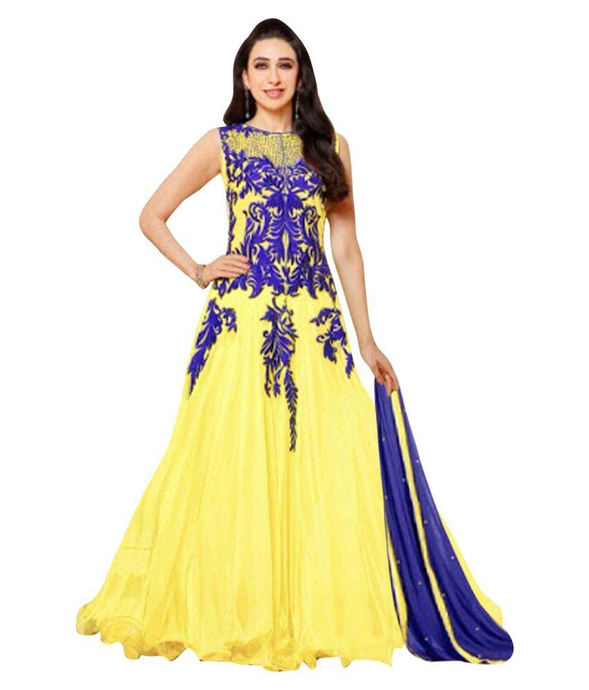 yellow georgette gown