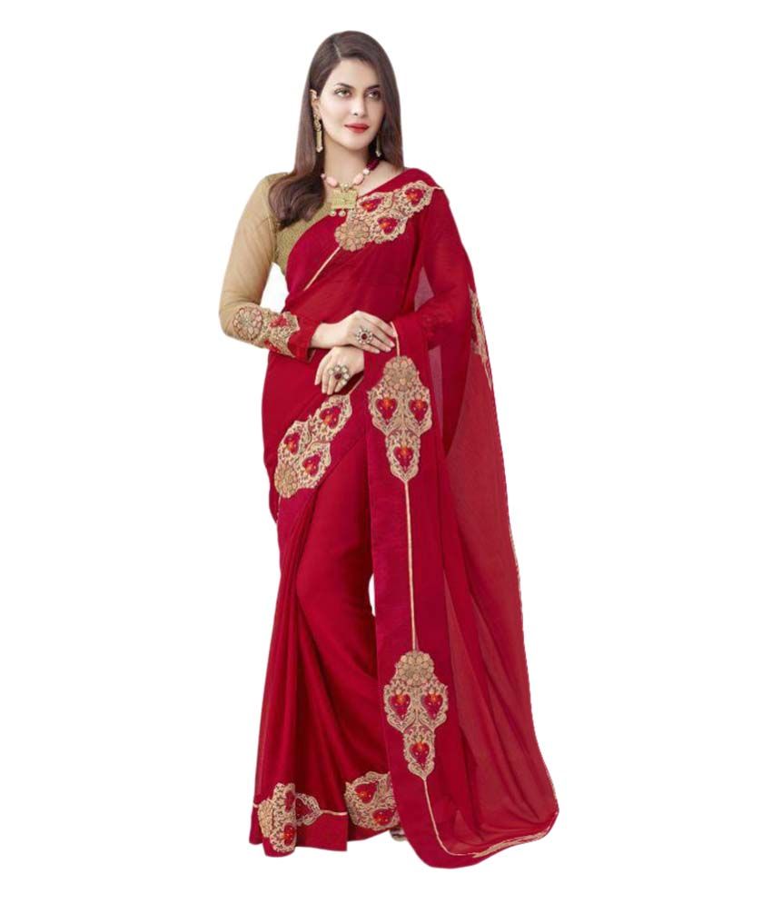 red chiffon sarees online