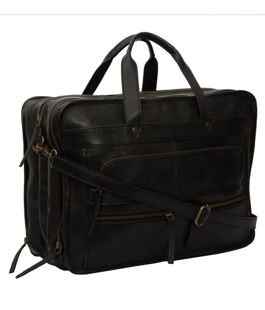 Leder Concepts Black Leather Office Bag - Buy Leder Concepts Black ...