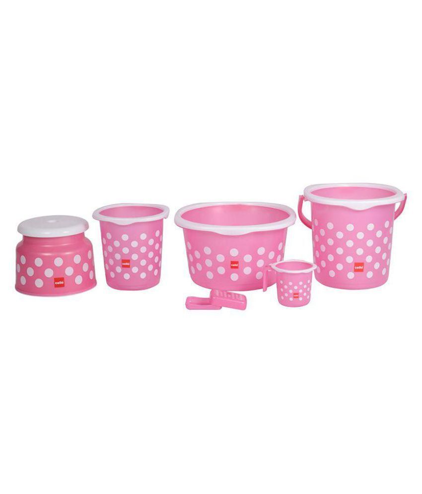 Cello Fusion Bathroom Set 6 Pcs Pink Buy Cello Fusion Bathroom Set 6