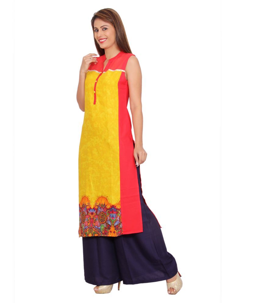 Rama Yellow Rayon Straight Kurti - Buy Rama Yellow Rayon Straight Kurti ...