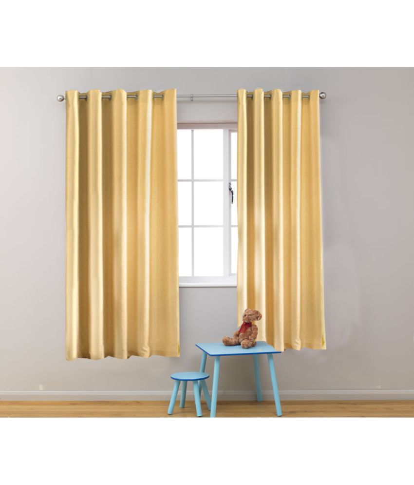     			Homefab India Plain Semi-Transparent Eyelet Window Curtain 5ft (Pack of 2) - Beige