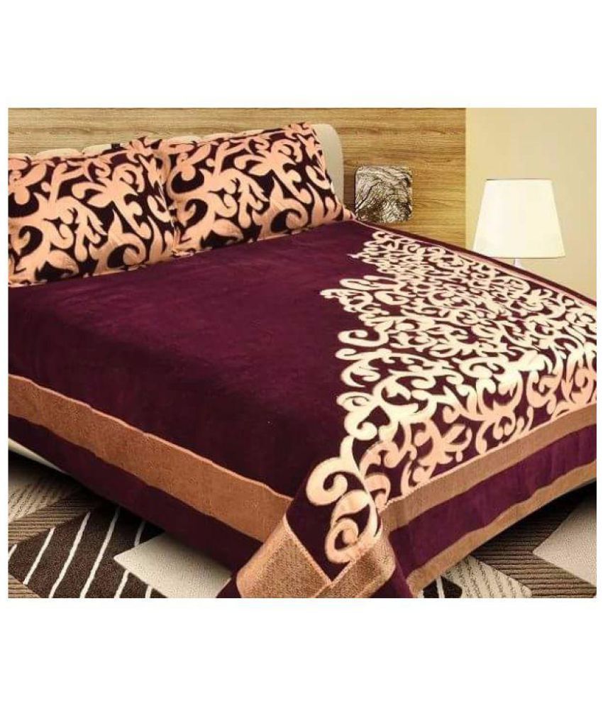 Beleza Furnishing Double Velvet Purple Abstract Bed Sheet Buy Beleza
