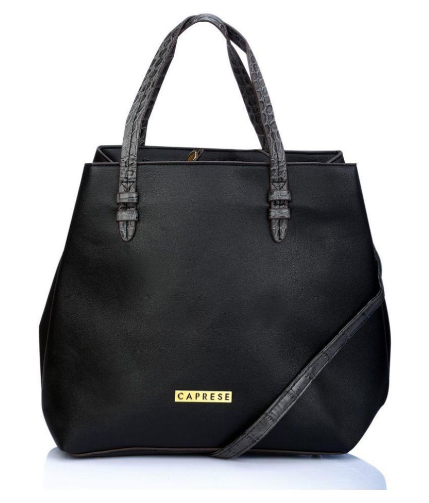 black faux leather shoulder bag