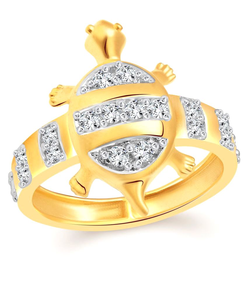     			Vighnaharta Golden Attraction Turtle Gold and Rhodium Plated Ring