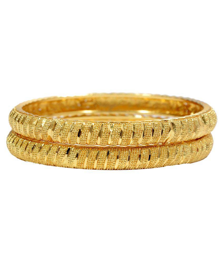 Mansiyaorange Golden Traditional Hand Work One Gram Gold Bangles: Buy ...