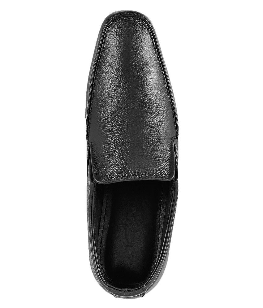     			Metro Black Slip On Genuine Leather Formal Shoes