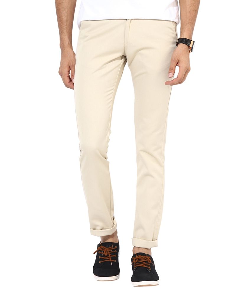 cream slim fit chinos
