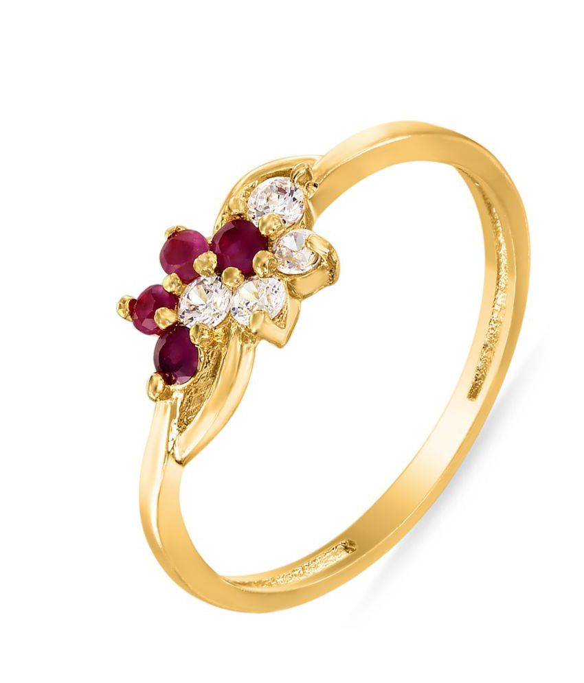 Mahi Gold Plated Ruby Studded Ring With Rose Shaped Box For Women ...