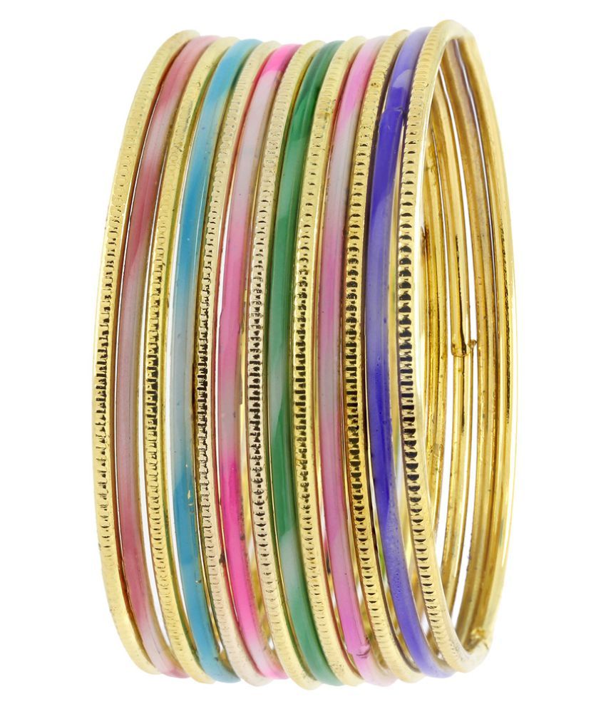     			The Jewelbox Multicolour Brass Bangles - Set of 13