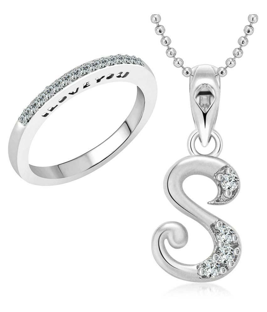     			Vighnaharta Silver Alloy Love Ring With Pendant