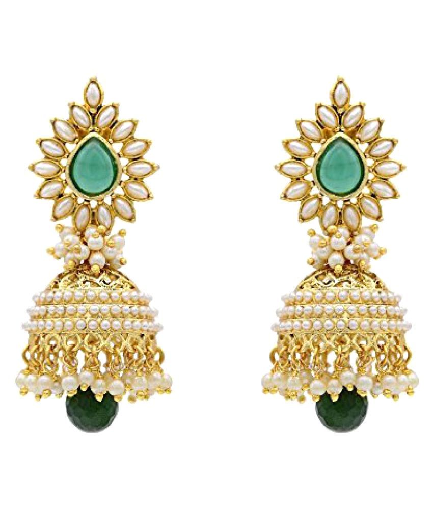     			YouBella Crystal Multicolour Jhumkis