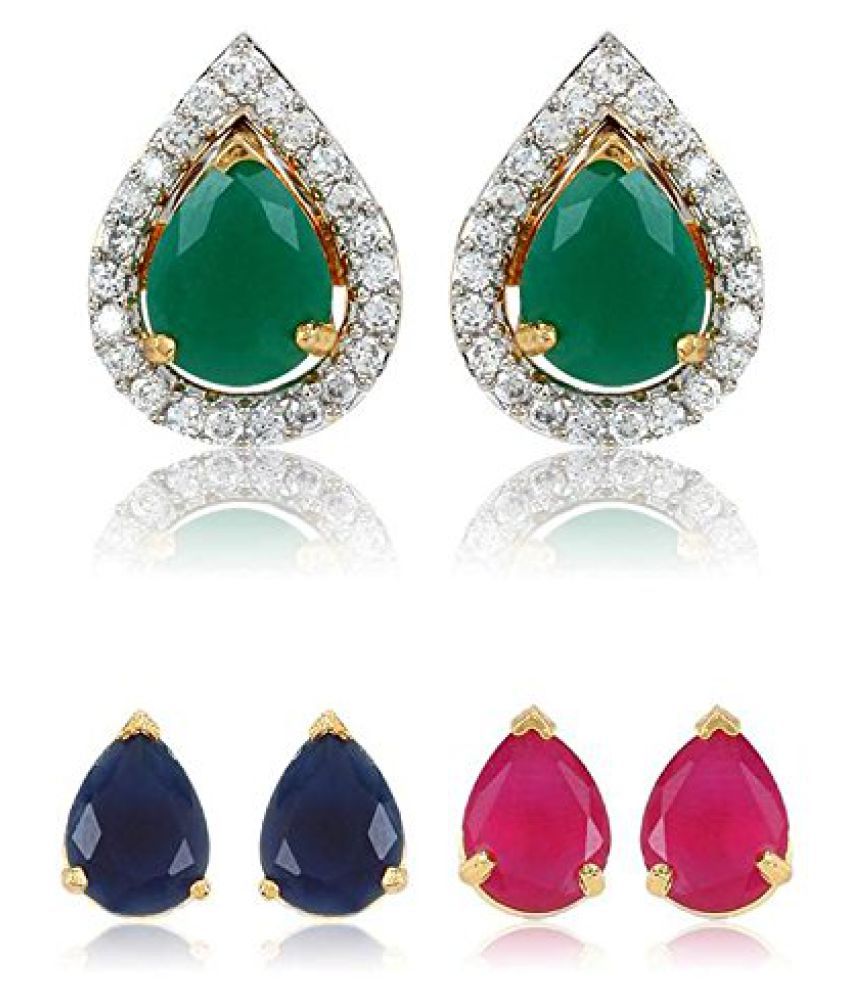     			YouBella Multicolour Gold Plated Stud Earrings with Interchangeable Stone