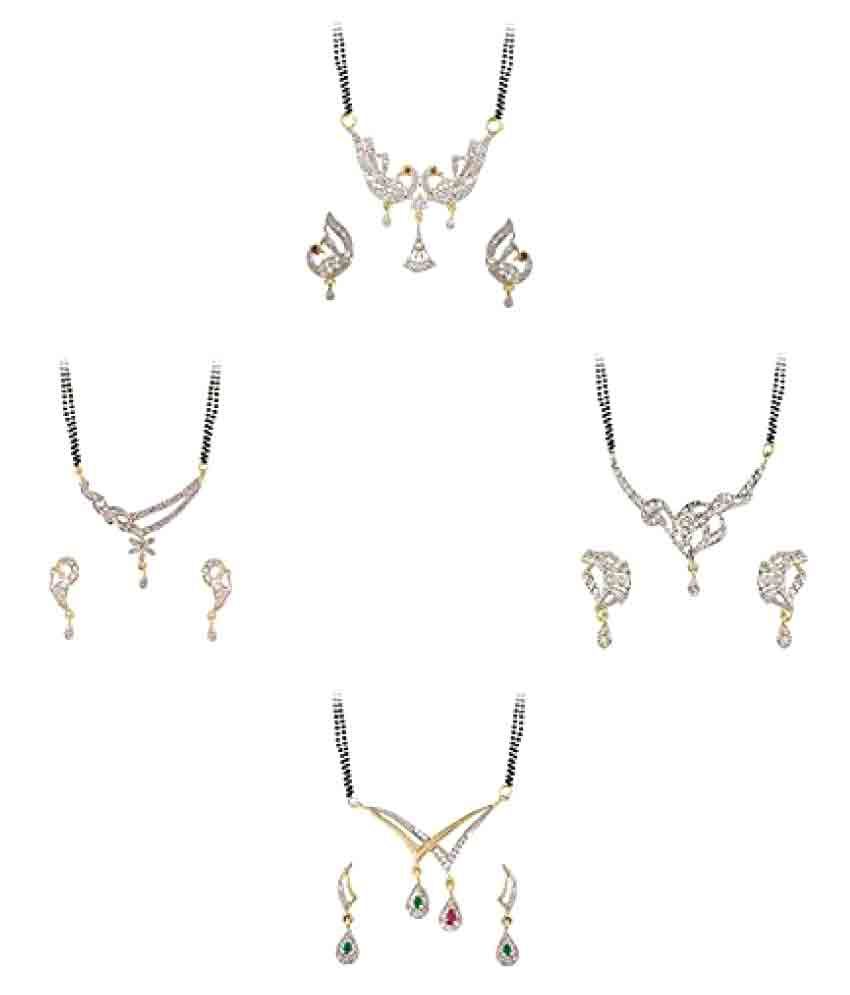     			Youbella Multicolored Alloy Combo Of 4 Mangalsutra With Earrings Set