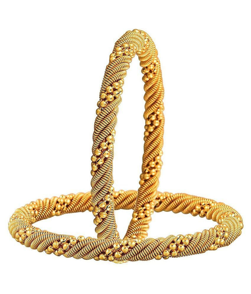     			YouBella Golden Bangle - Pack of 2