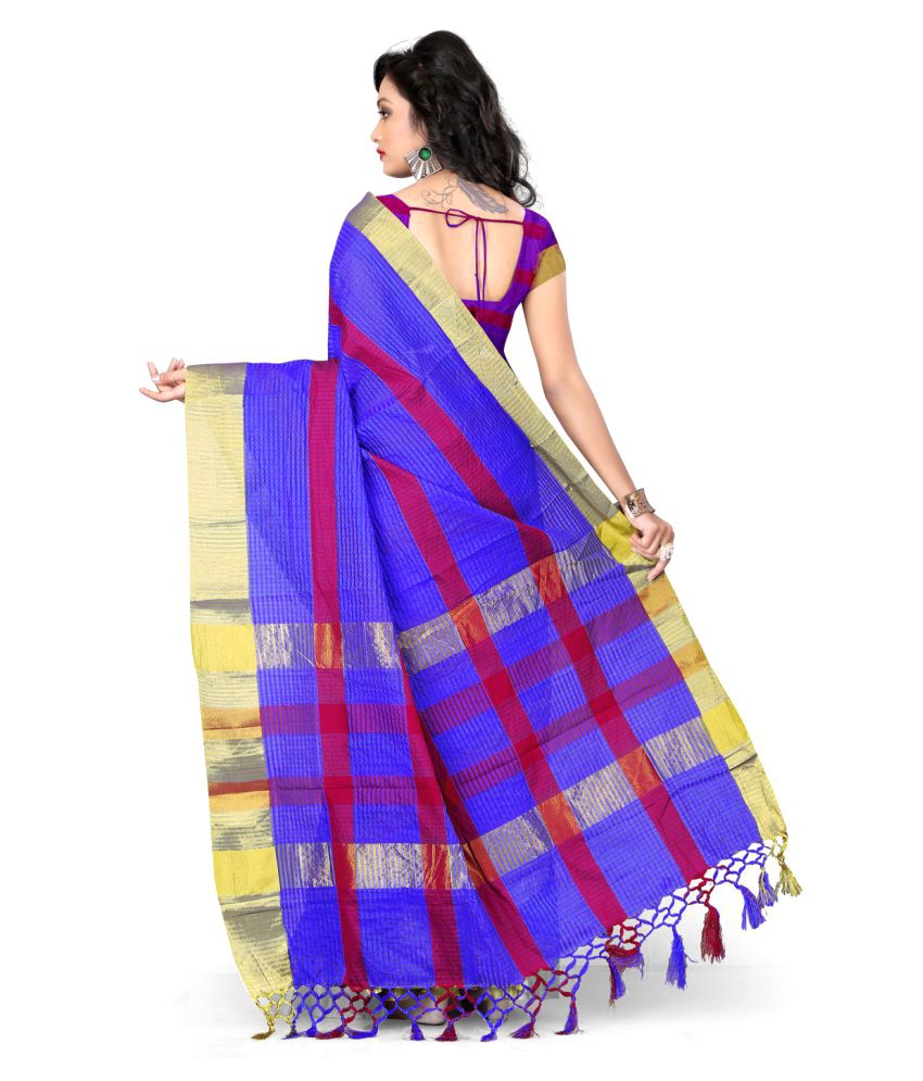 Fashiondeal Blue Cotton Saree - Buy Fashiondeal Blue Cotton Saree ...