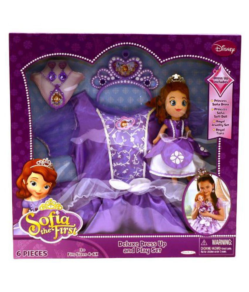 Disney Princess Sofia The First 6 Piece Deluxe Dress Up Costume And Play