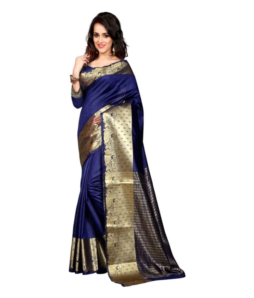 Brahmani Fabrics Blue Banarasi Silk Saree - Buy Brahmani Fabrics Blue ...