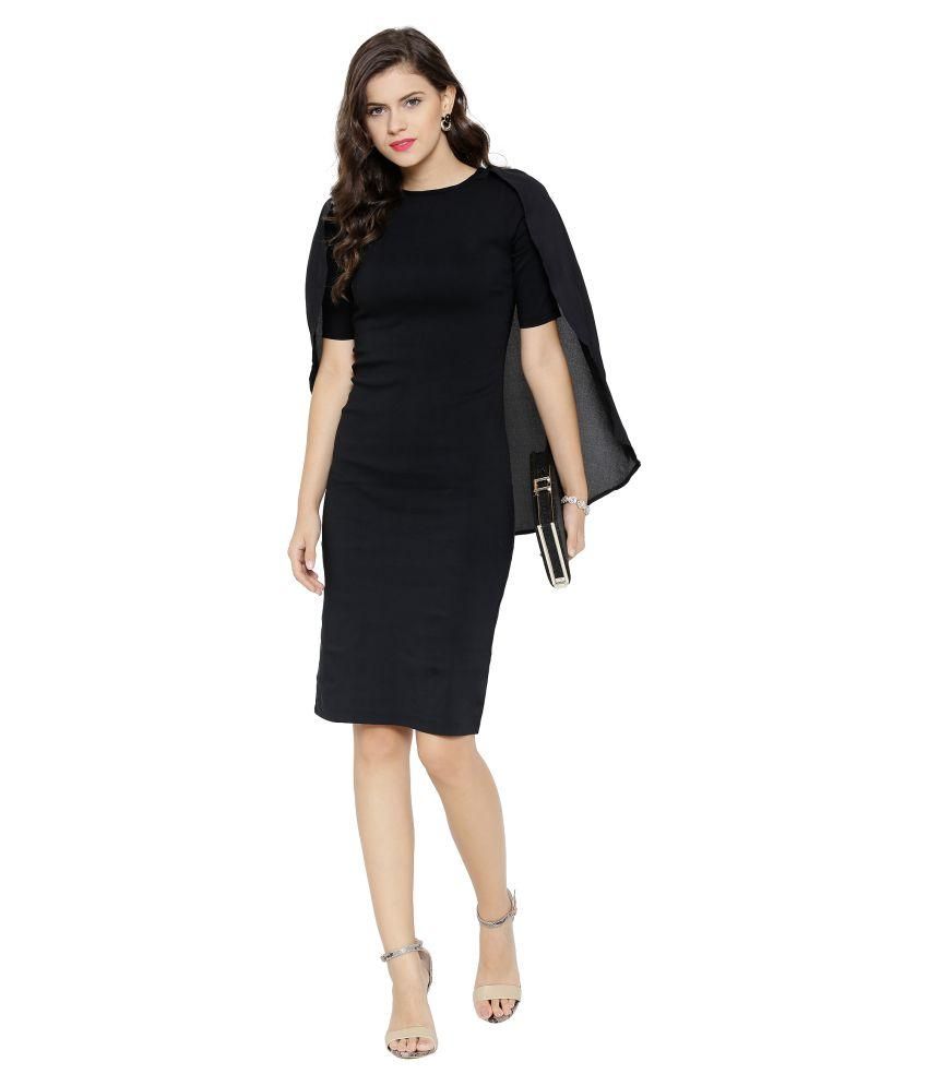SASSAFRAS Black Bodycon Cape Dress Buy SASSAFRAS Black Bodycon Cape