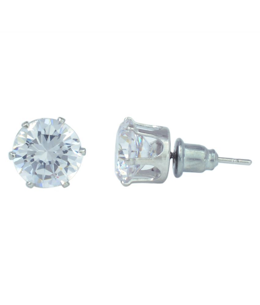 Memoir CZ Rhodium Antitarnish plated, Solitaire Diamond look, White