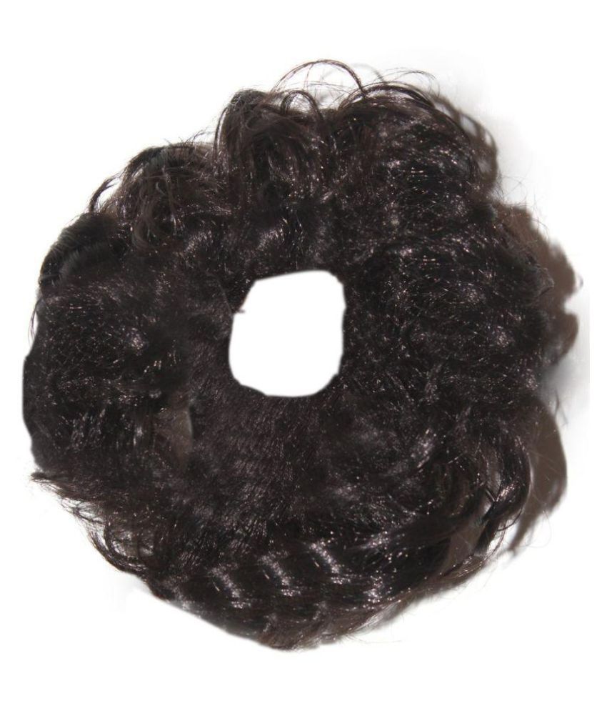     			RITZKART NATURAL BLACK Women Curly Hair Bride rubber bun free size