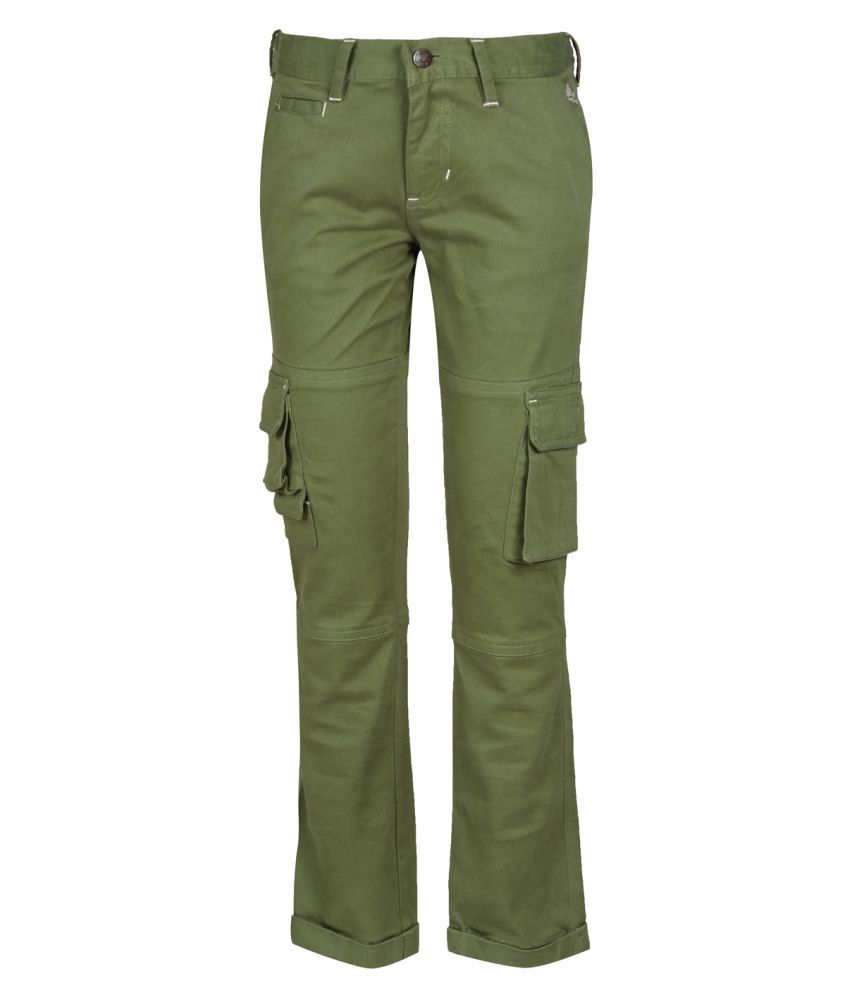 UFO Green Solid Regular Fit Cargo Pants - Buy UFO Green Solid Regular ...