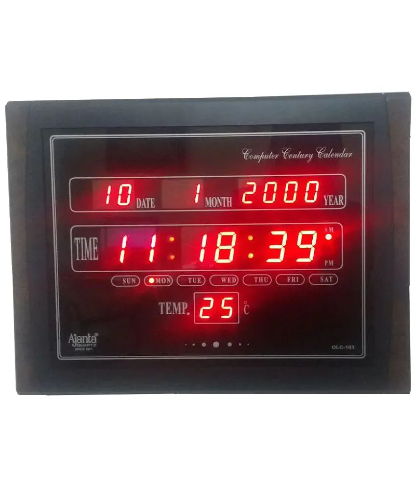 Buy Ajanta Plastic Classic Wall Clock Desktop Display LCD Clock Calendar  Clock LCD 140 Oak Wood Online at Low Prices in India - Amazon.in