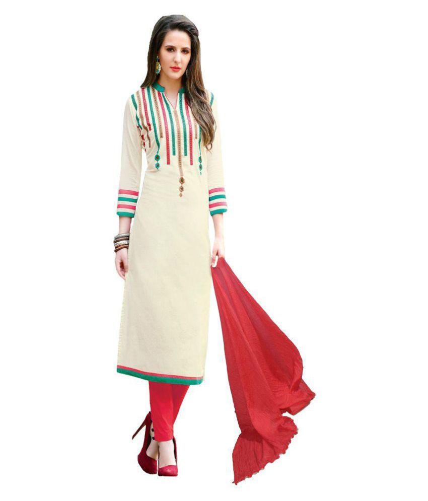 Patiala hub White Chanderi Straight SemiStitched Suit Buy Patiala