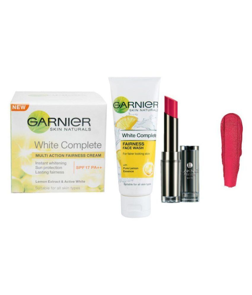Garnier white complete cream SPF 17 & Garnier Face wash 100g with Lakme