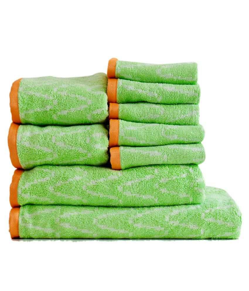     			Trident Dobby Set of 9 Green Towels