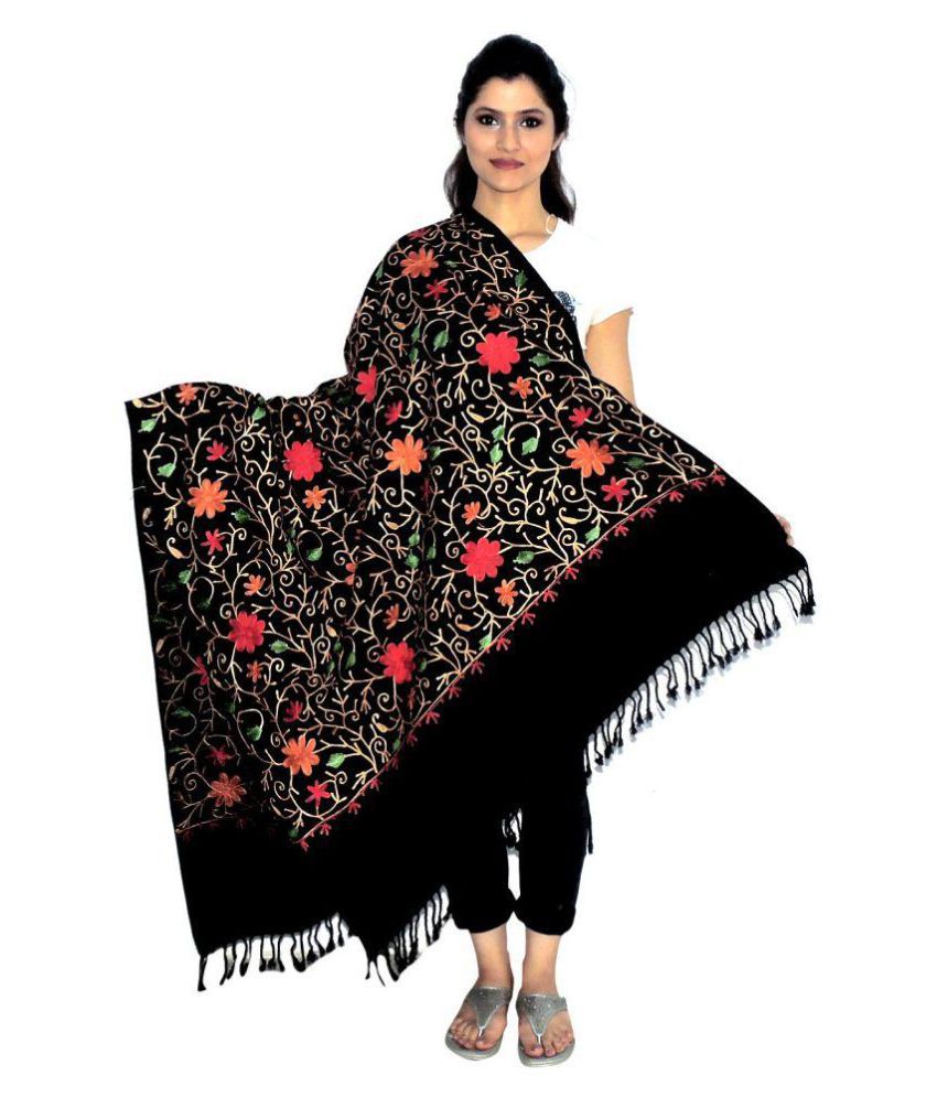 Indian Fashion Guru Black Ari Embroidery Shawl Price in India - Buy ...