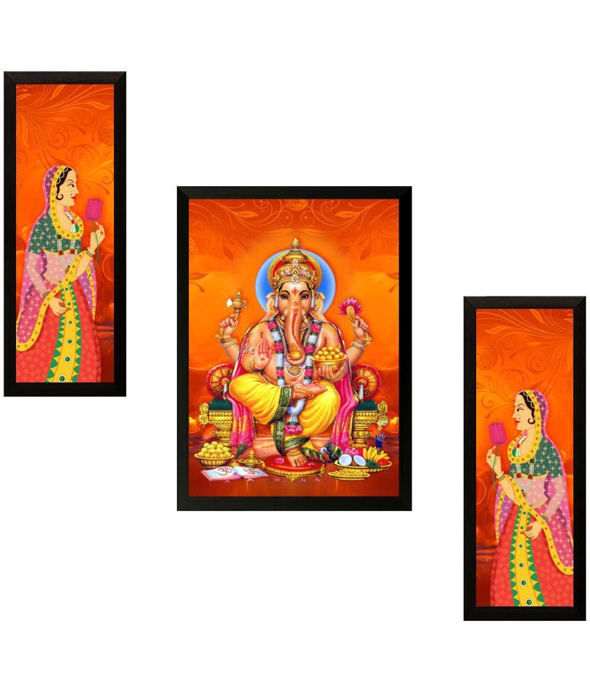 Saf Ganesh Modern Art Wood Painting With Frame 3 Combination Buy
