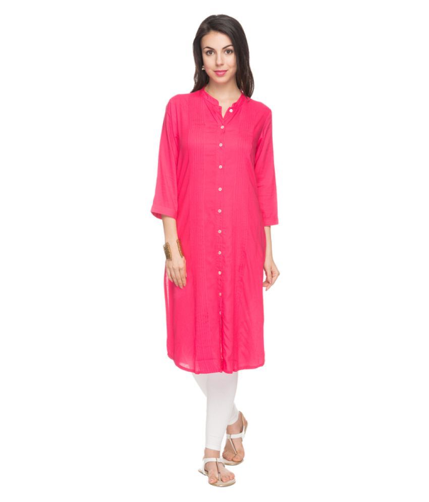 Fbb Pink Viscose Straight Kurti 